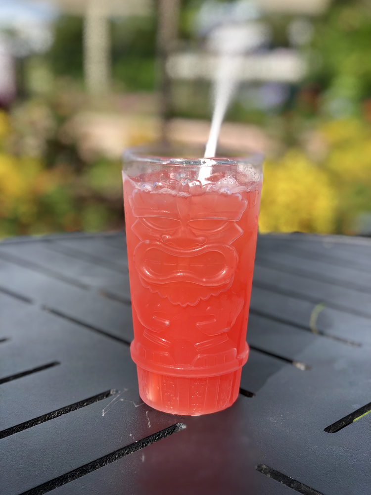 Red Hawaiian Cocktail in a Tiki Cup