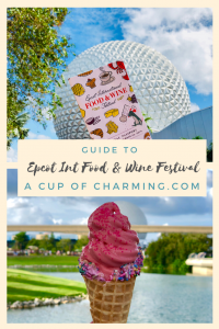 Pinterest image with an Epcot Festival Passport and a Pink Ice Cream Cone
